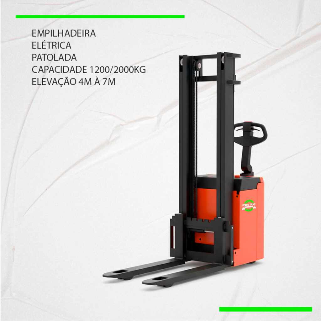 Empilhadeira Elétrica Patolada – Capacidade 1200/2000kg